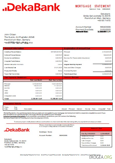 Allemagne Dekabank relevé hypothécaire de la banque scr